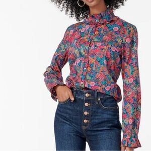 J.Crew Liberty Classic Fit Blouse with Ruffle Collar